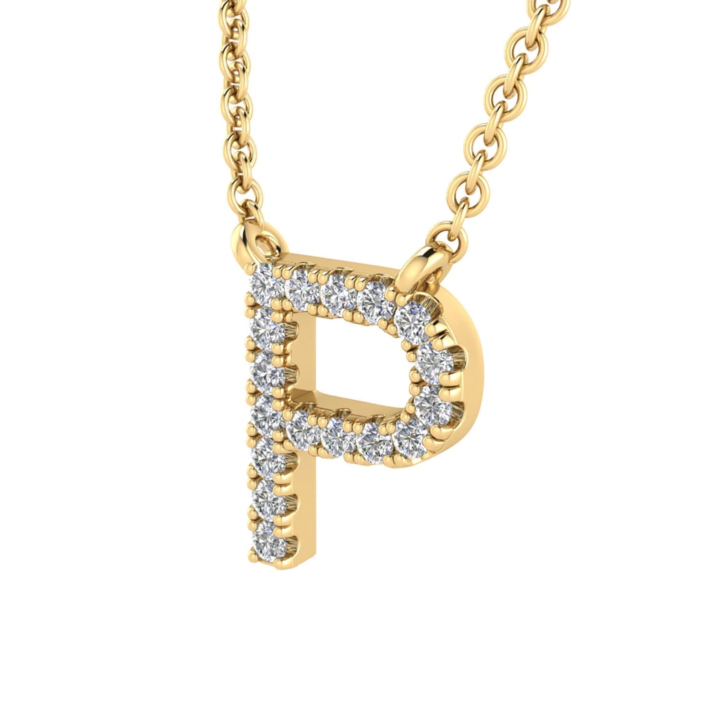 Initial 'P' Necklace wth 0.06ct Diamonds in 9K Yellow Gold - PF-6278-Y