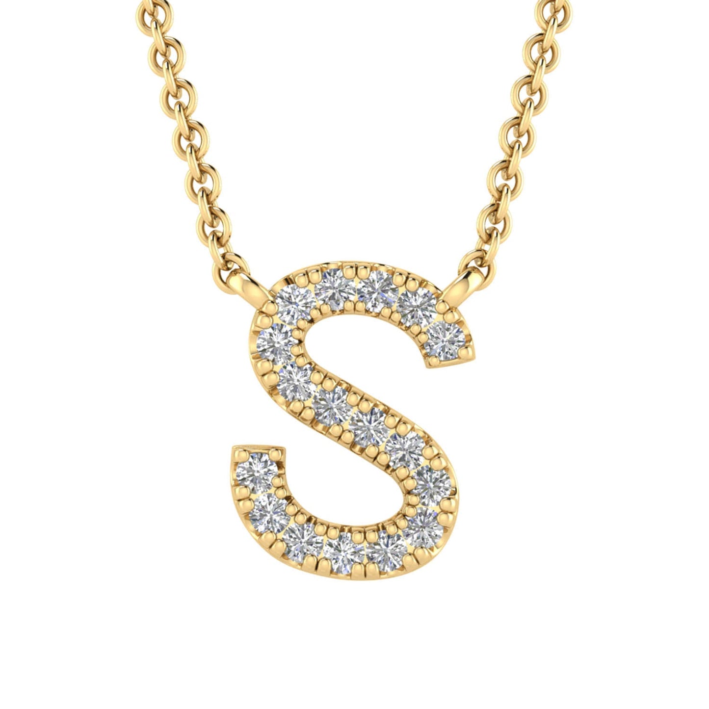 Initial 'S' Necklace with 0.06ct Diamonds in 9K Yellow Gold - PF-6281-Y
