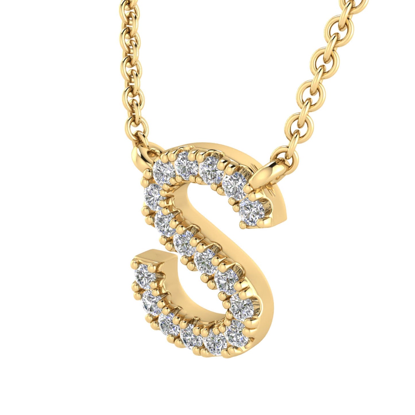 Initial 'S' Necklace with 0.06ct Diamonds in 9K Yellow Gold - PF-6281-Y