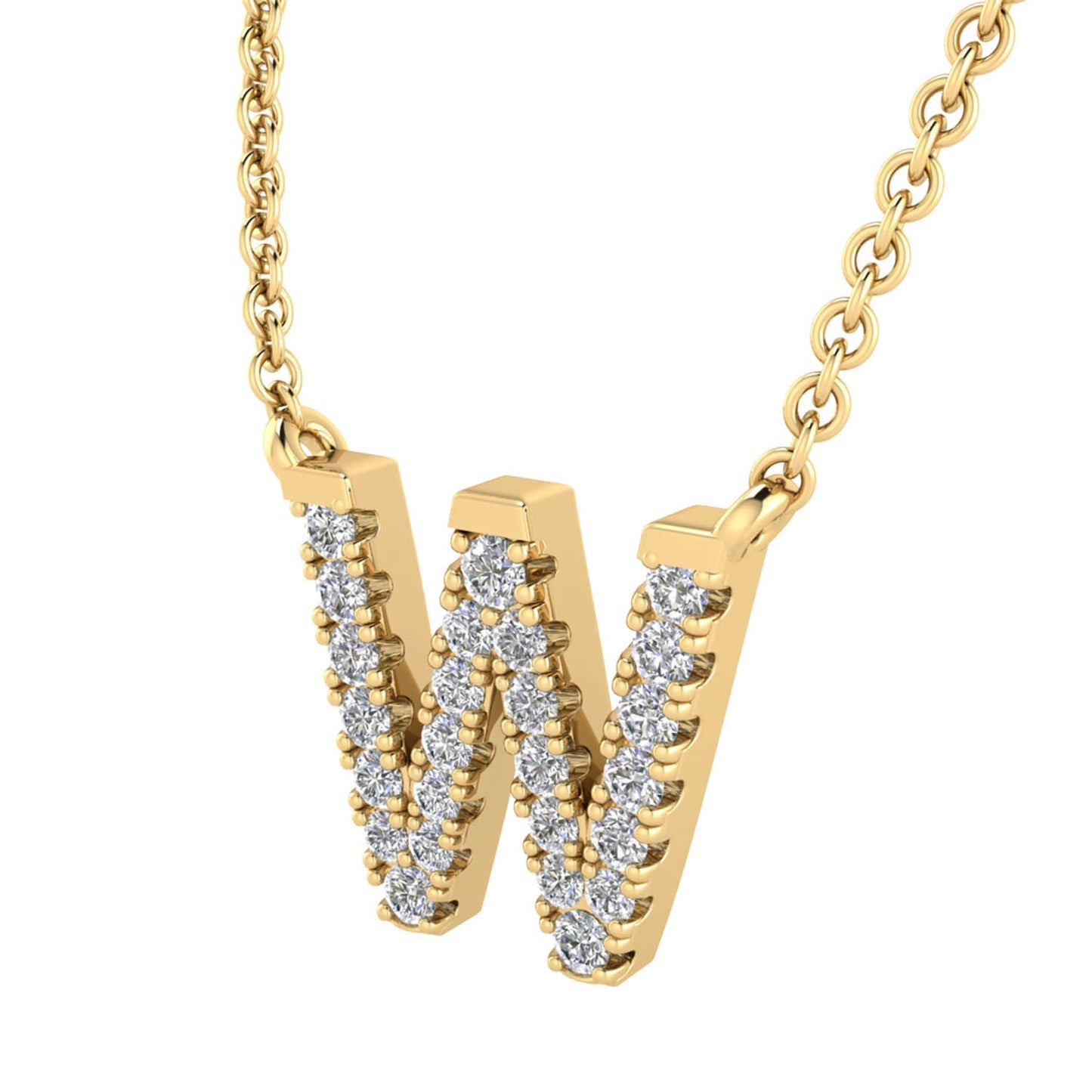 Initial 'W' Necklace with 0.09ct Diamonds in 9K Yellow Gold - PF-6285-Y