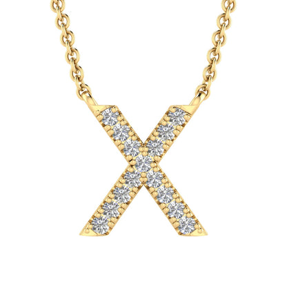 Initial 'X' Necklace with 0.06ct Diamonds in 9K Yellow Gold - PF-6286-Y