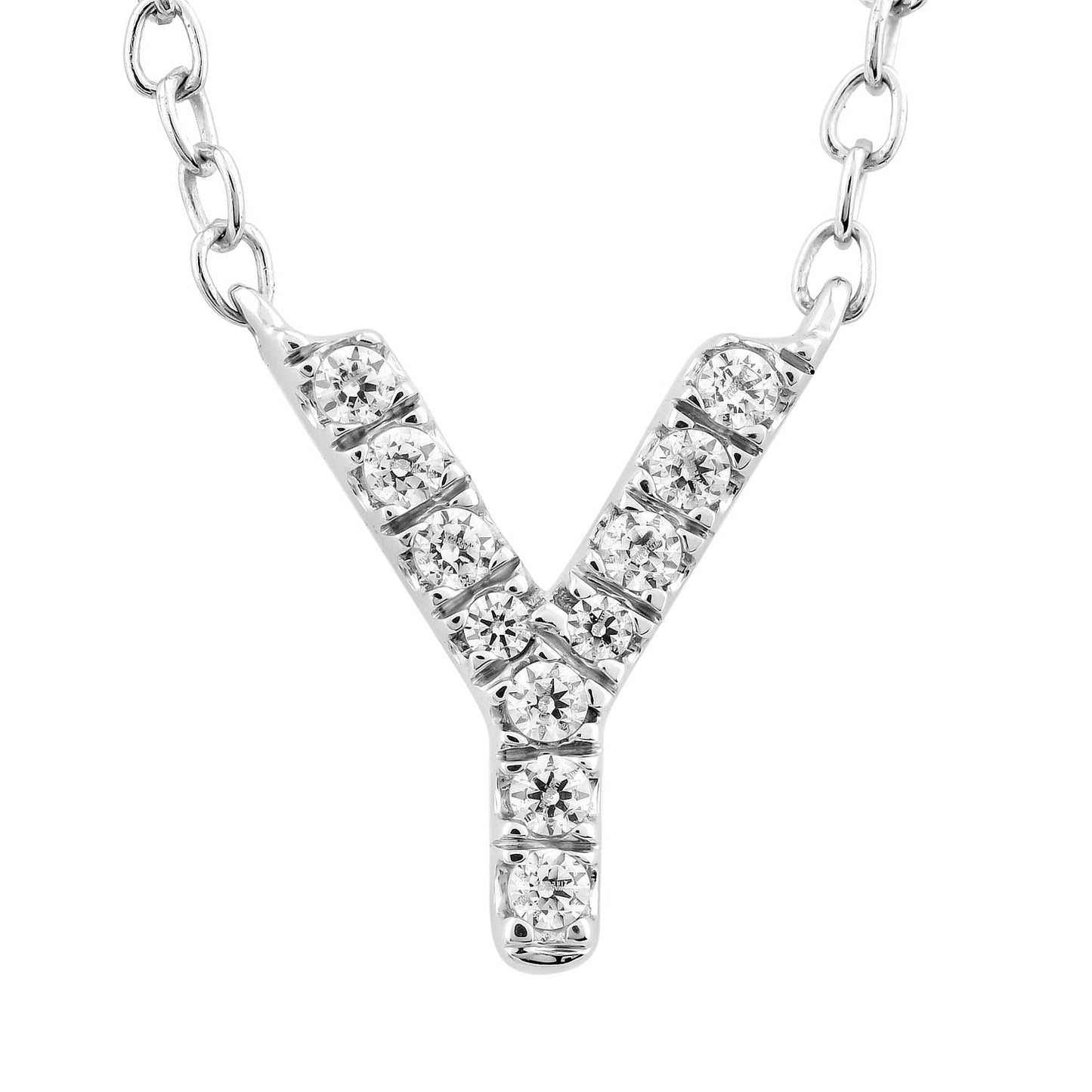 Initial 'Y' Necklace with 0.06ct Diamonds in 9K White Gold