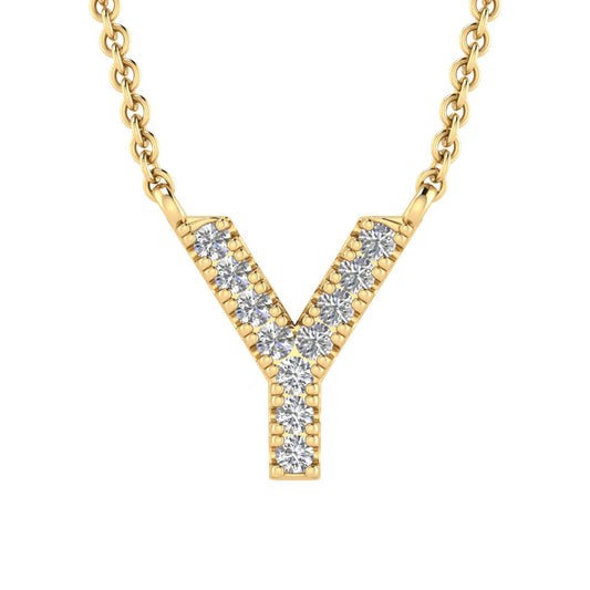 Initial 'Y' Necklace with 0.06ct Diamonds in 9K Yellow Gold - PF-6287-Y