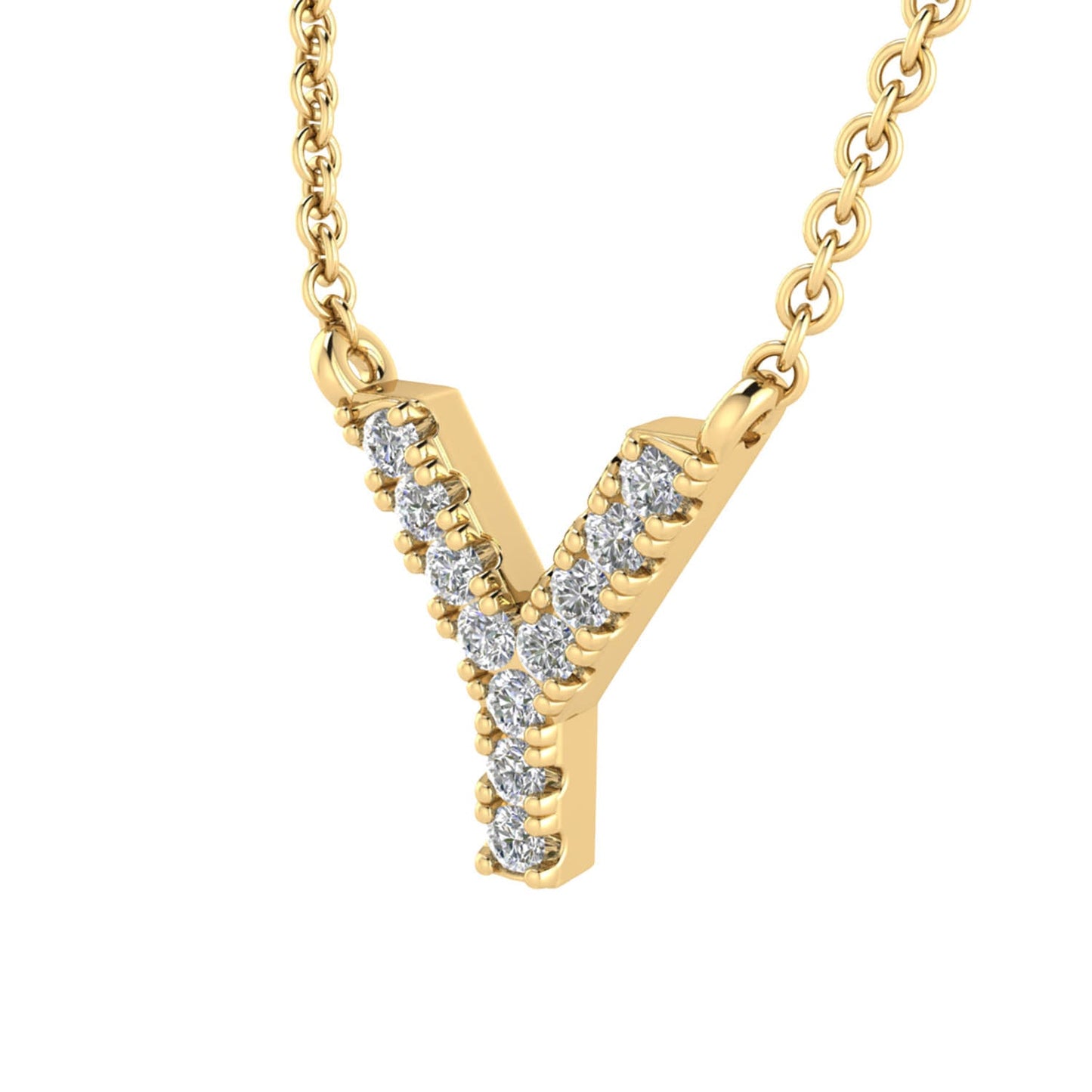 Initial 'Y' Necklace with 0.06ct Diamonds in 9K Yellow Gold - PF-6287-Y