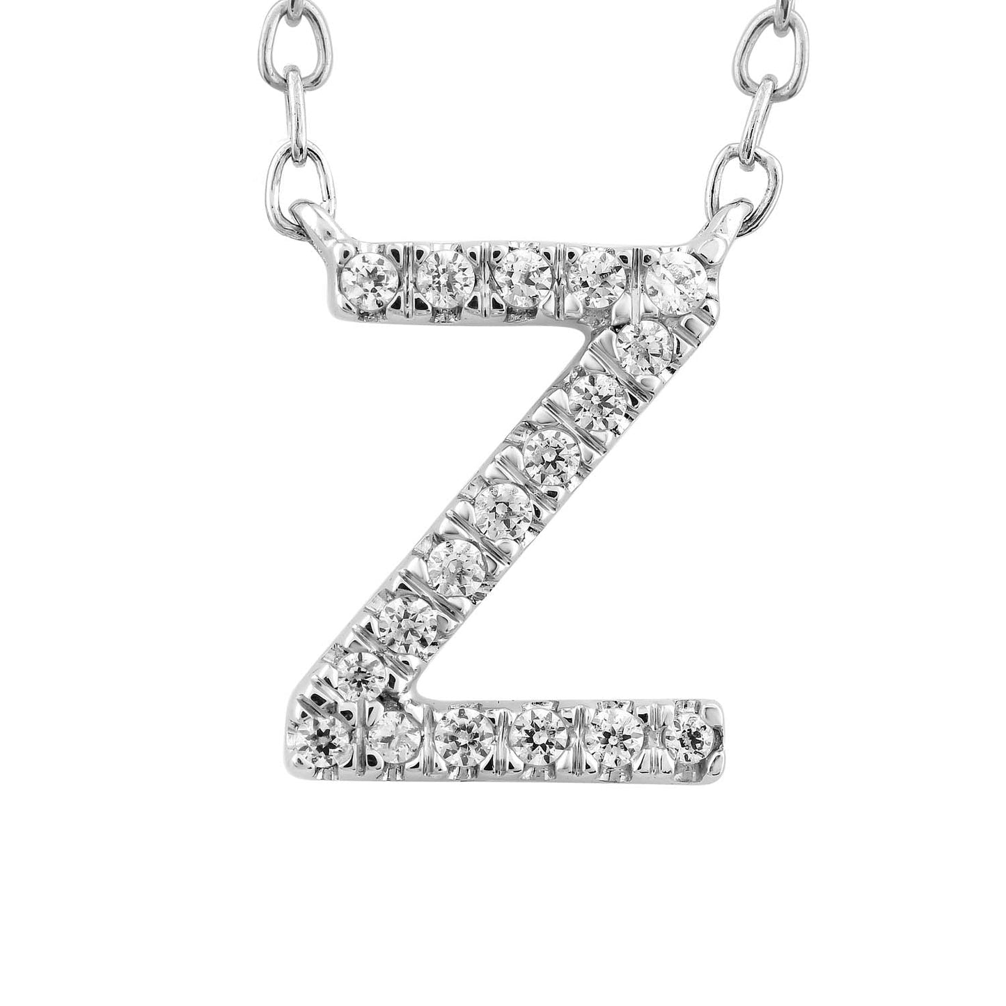 Initial 'Z' Necklace with 0.06ct Diamonds in 9K White Gold