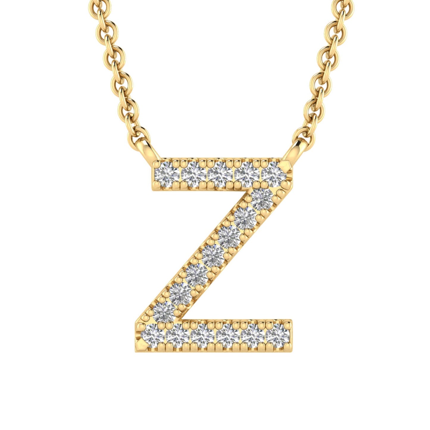 Initial 'Z' Necklace with 0.06ct Diamonds in 9K Yellow Gold - PF-6288-Y