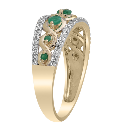 Emerald Ring with 0.20ct Diamonds in 9K Yellow Gold