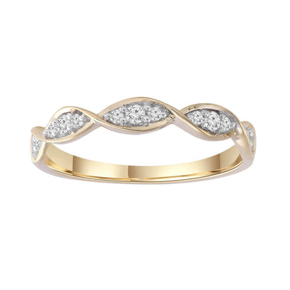 Diamond Band Ring with 0.10ct Diamonds in 9K Yellow Gold