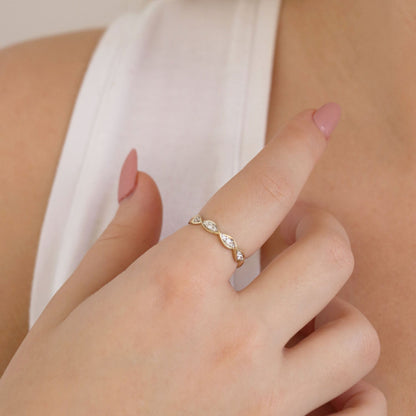 Diamond Band Ring with 0.10ct Diamonds in 9K Yellow Gold