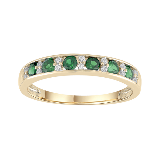 Diamond Emerald Ring with 0.10ct Diamonds in 9K Yellow Gold