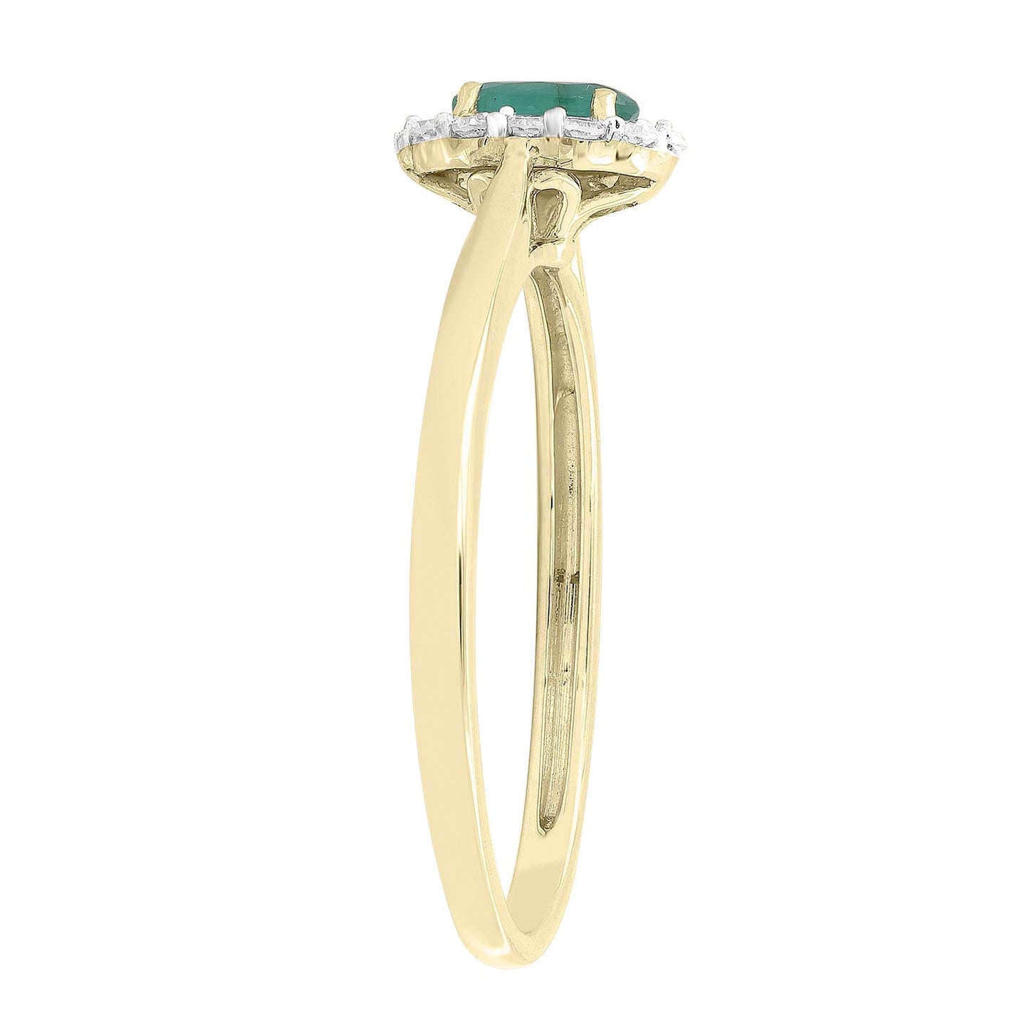 Emerald Ring with 0.10ct Diamonds in 9K Yellow Gold
