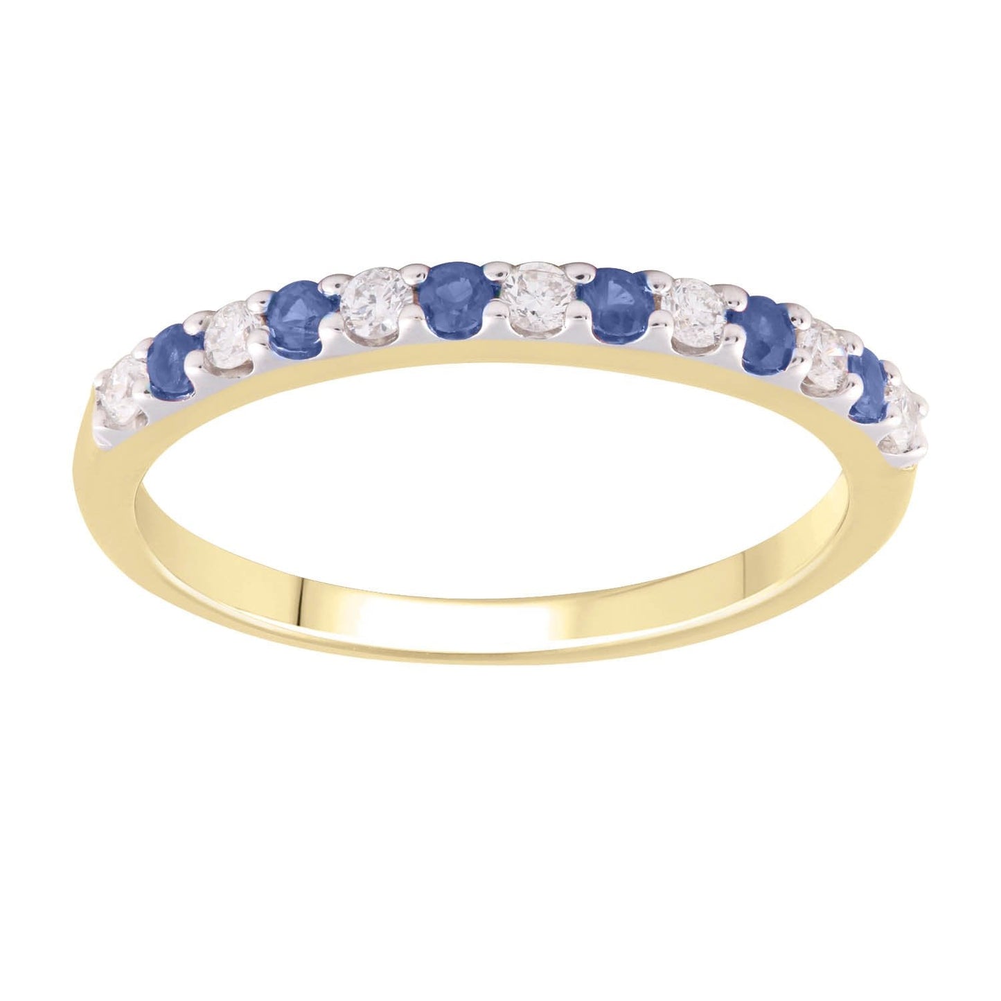 Sapphire Ring with 0.15ct Diamonds in 9K Yellow Gold