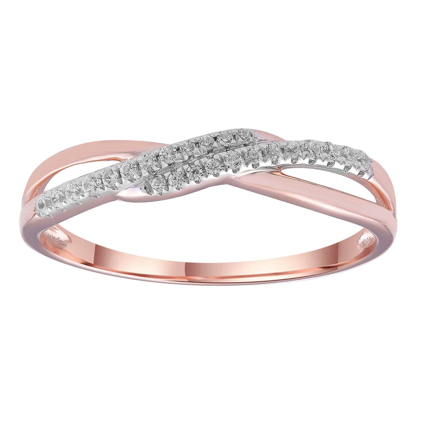 Twist Ring with 0.10ct Diamonds in 9K Rose Gold