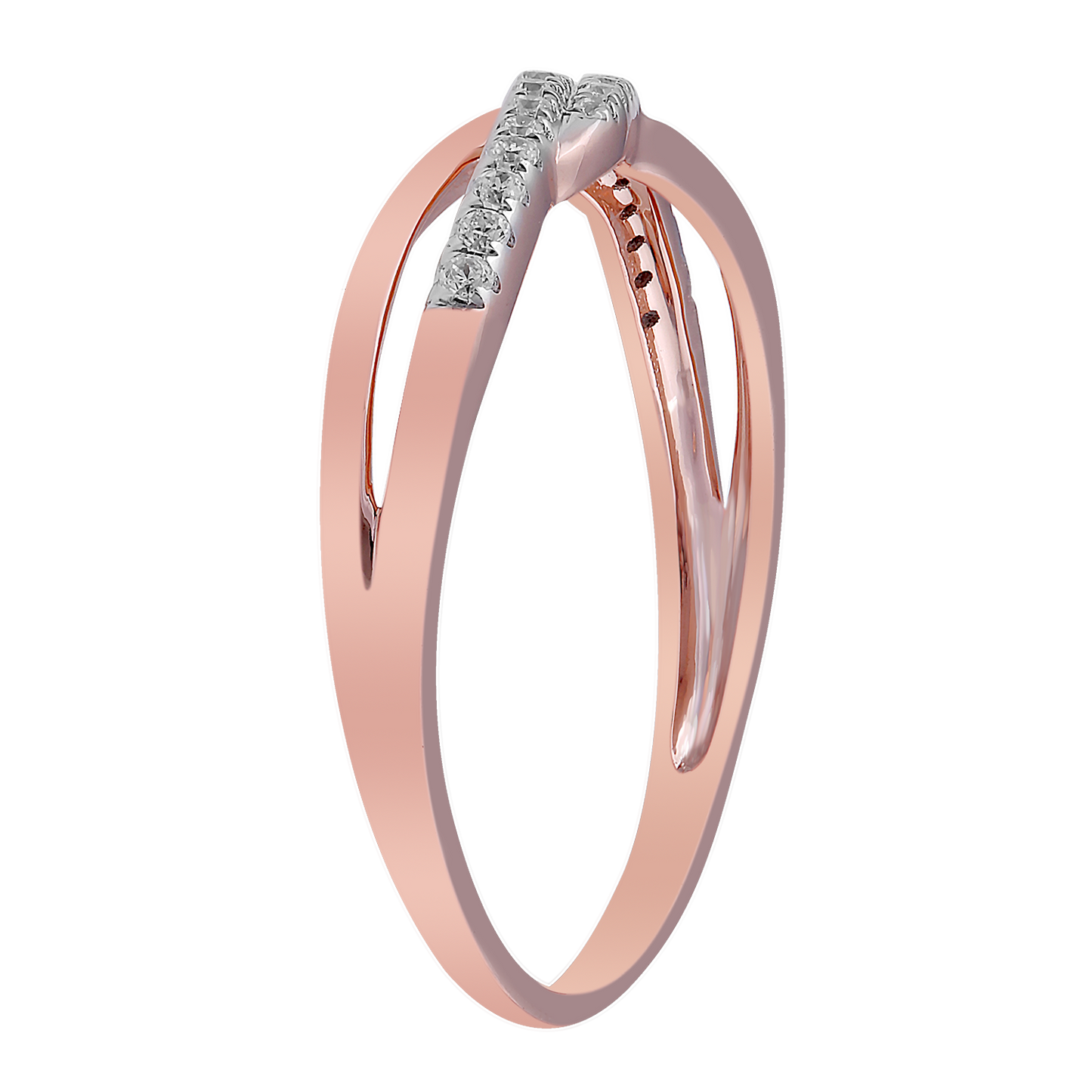 Twist Ring with 0.10ct Diamonds in 9K Rose Gold