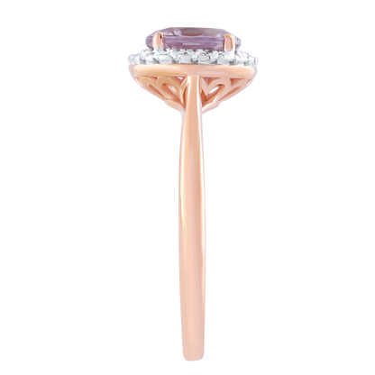 Diamond Pink Amethyst Ring with 0.12ct Diamonds in 9K Rose Gold