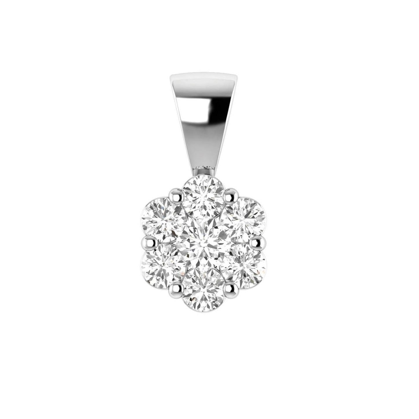 Cluster Diamond Pendant with 0.75ct Diamonds in 9K White Gold - RJ9WPCLUS75GH