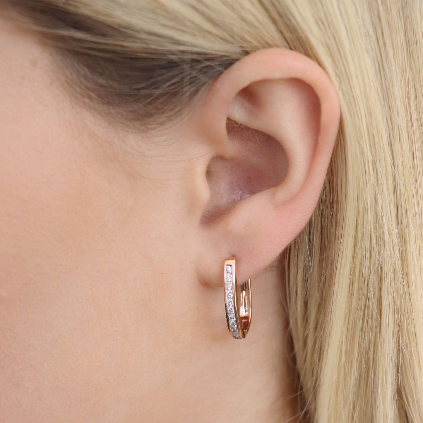 Diamond Huggie Earrings with 0.50ct Diamonds in 9K Rose Gold - RJO9RHUG50GH