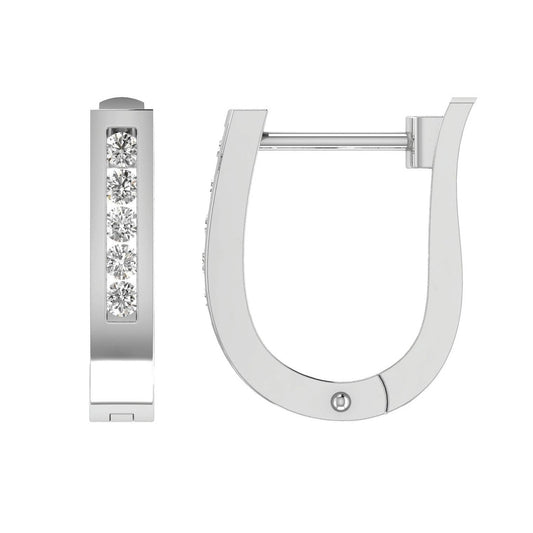 Diamond Huggie Earrings with 0.15ct Diamonds in 9K White Gold - RJO9WHUG15GH