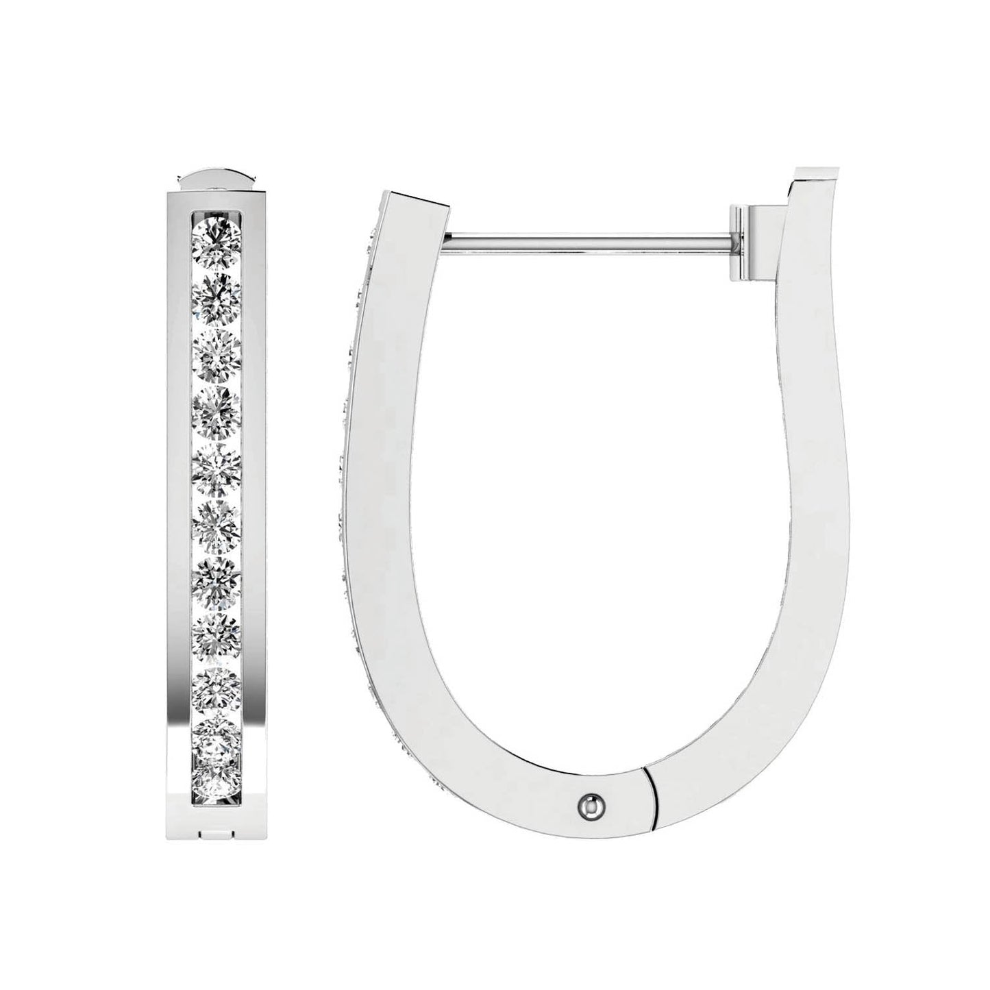 Diamond Huggie Earrings with 0.50ct Diamonds in 9K White Gold - RJO9WHUG50GH