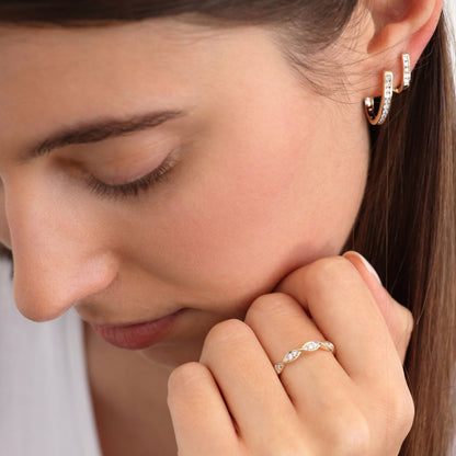 Diamond Band Ring with 0.10ct Diamonds in 9K Yellow Gold