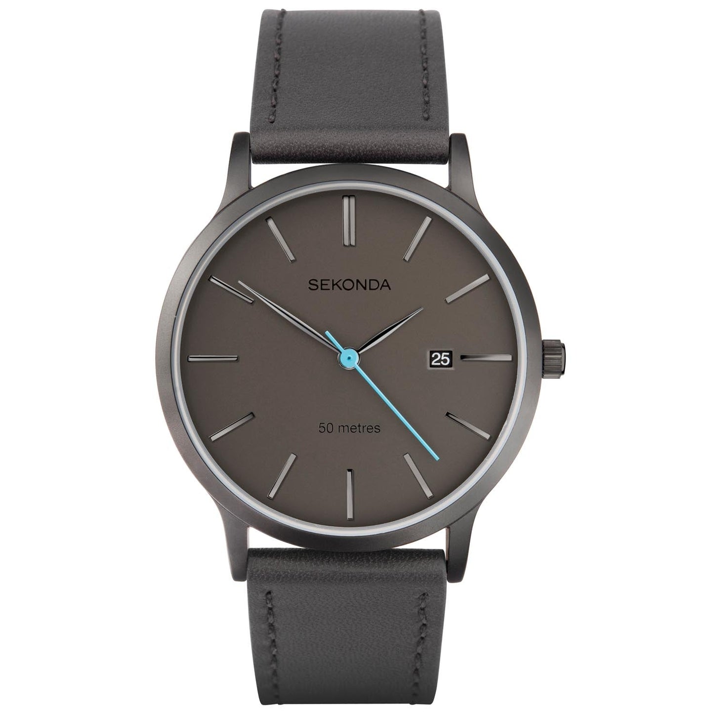 Sekonda Men's Grey Leather Strap Watch SK1844