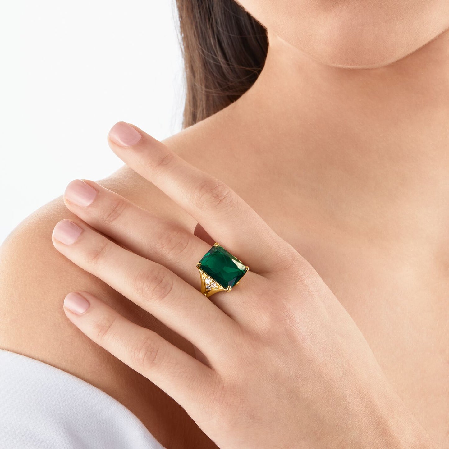 Thomas Sabo Ring Green Stone Gold