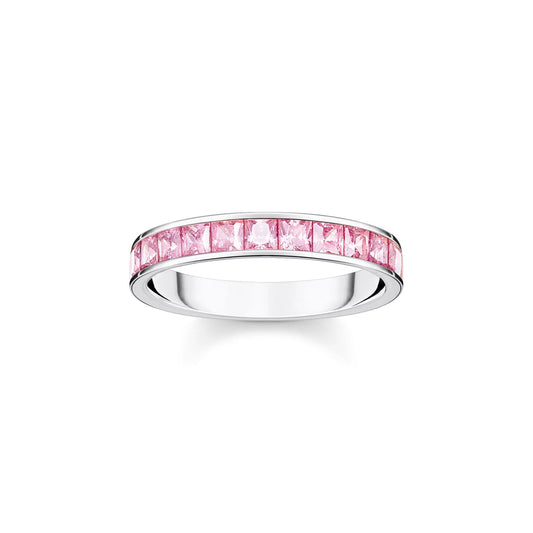 THOMAS SABO Heritage Pink Pave Silver Band Ring