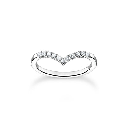 Thomas Sabo Ring V-shape with white stones silver