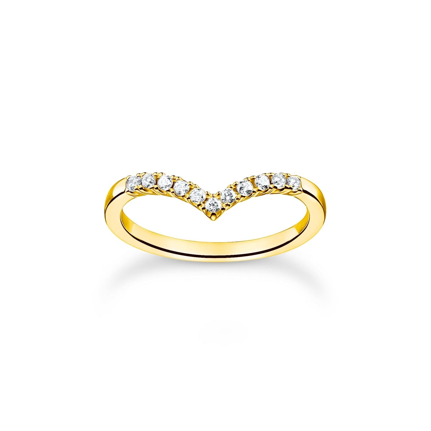 Thomas Sabo Ring V-shape with white stones gold