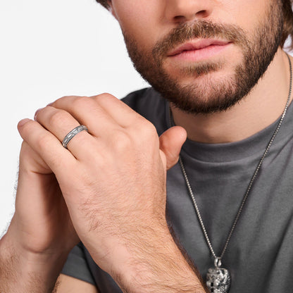 THOMAS SABO Ring Crocodile Shell Silver Blackened