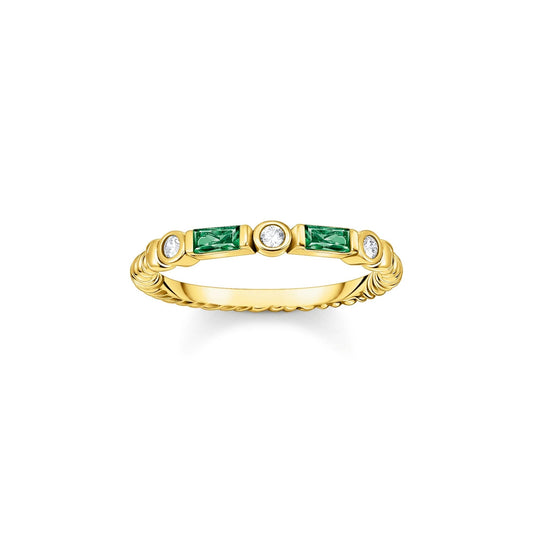 THOMAS SABO Green And Gold Band Ring