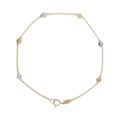 9K Yellow Gold 2-Tone Disc Necklace 19cm
