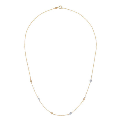 9K Yellow Gold 2-Tone Disc Necklace 45cm