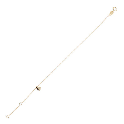 9K Yellow Gold Drop Heart Bracelet 19cm