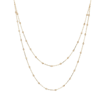 9K Yellow Gold Beaded Double Chain Necklace 48cm