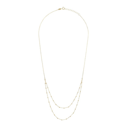 9K Yellow Gold Beaded Double Chain Necklace 48cm