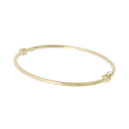 9K Yellow Gold Diamond Cut Square Tube Bangle 60mm