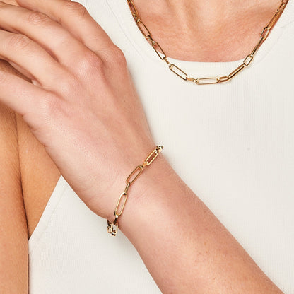 9K Yellow Gold Paper Link Bracelet 20cm