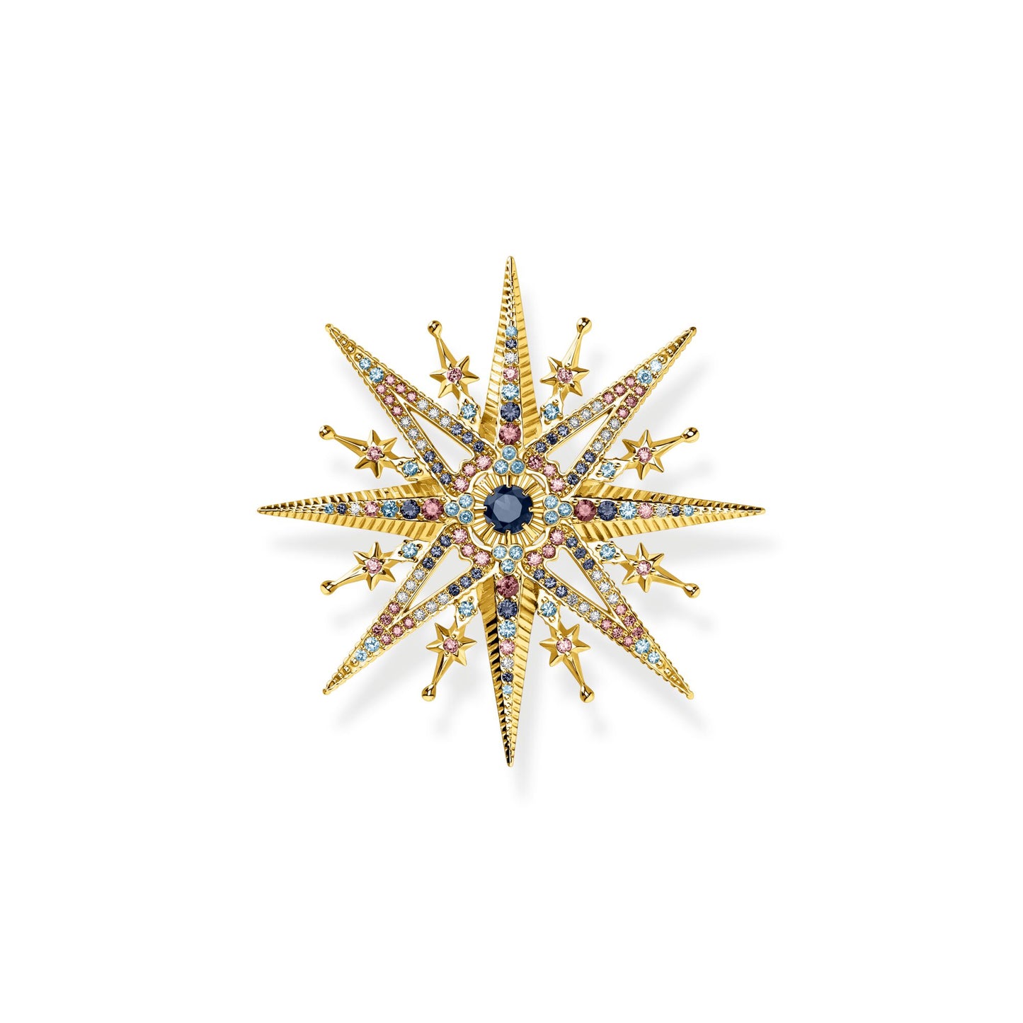 THOMAS SABO Brooch star with coloured stones gold