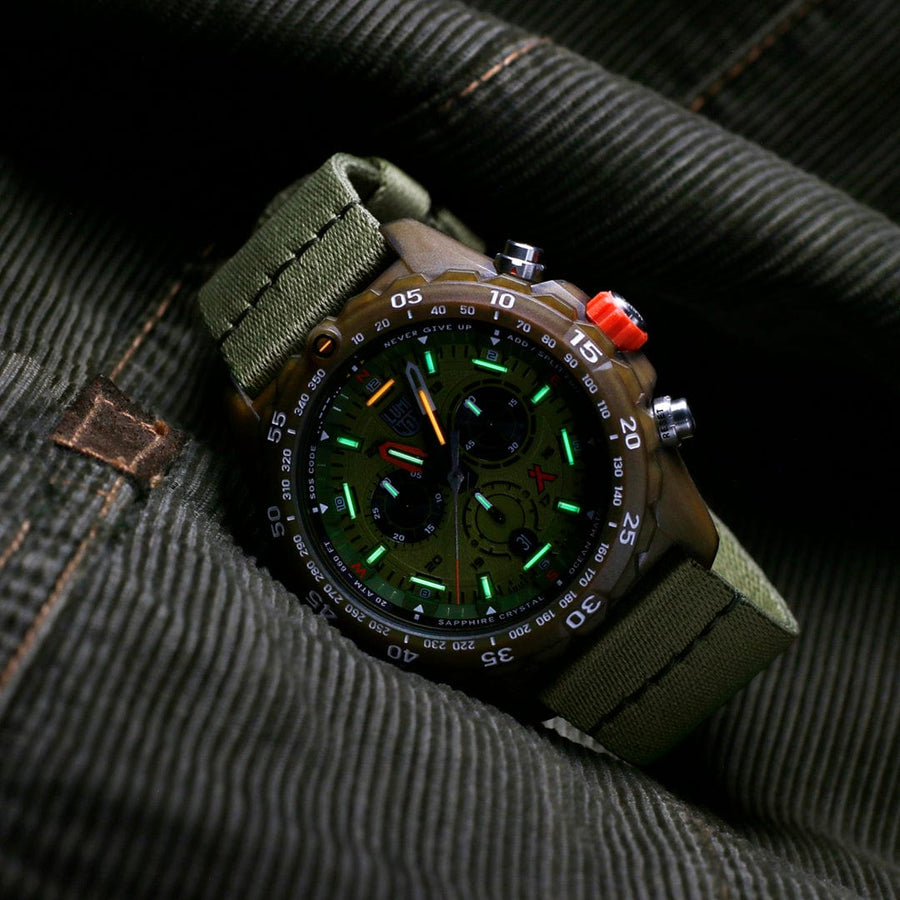 Green sales chronograph watch