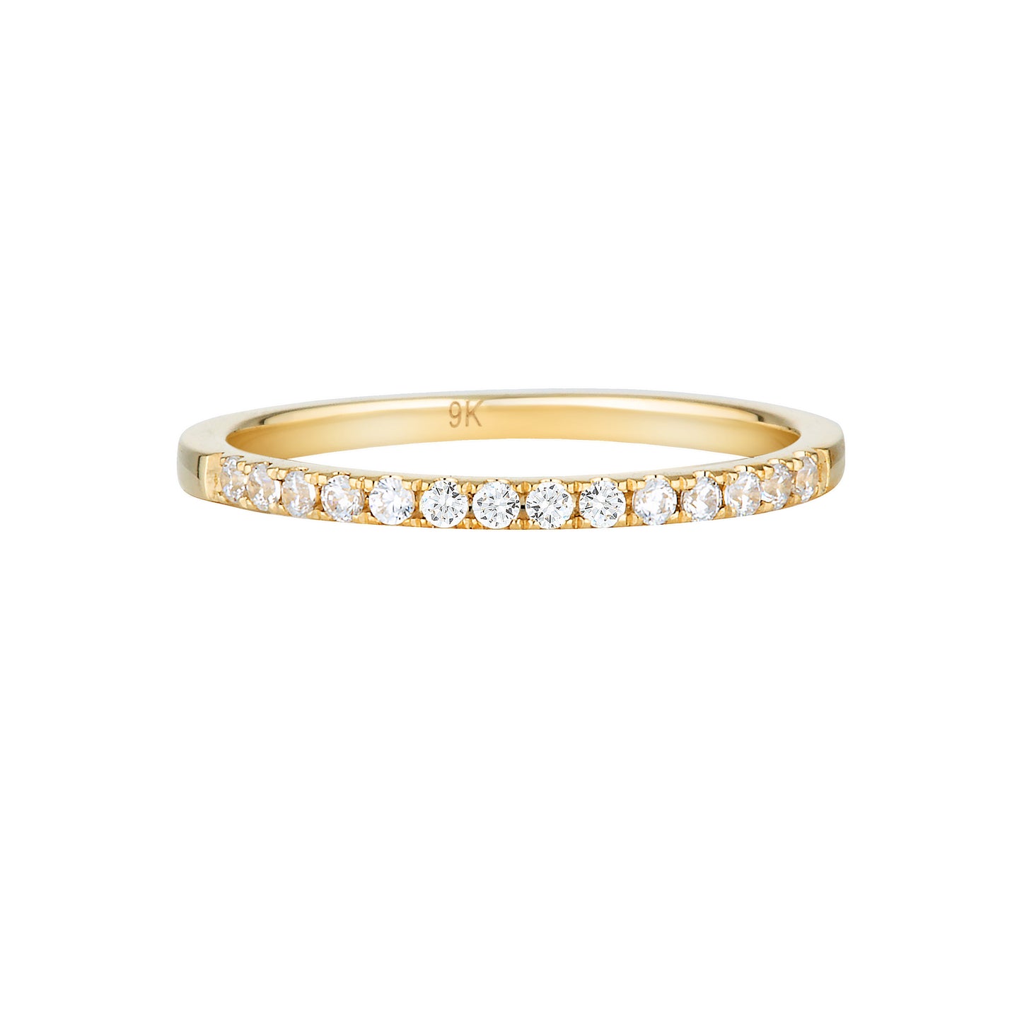 Georgini Gold Round Brilliant Cut Moissanite Wedding Band in 9ct Yellow Gold