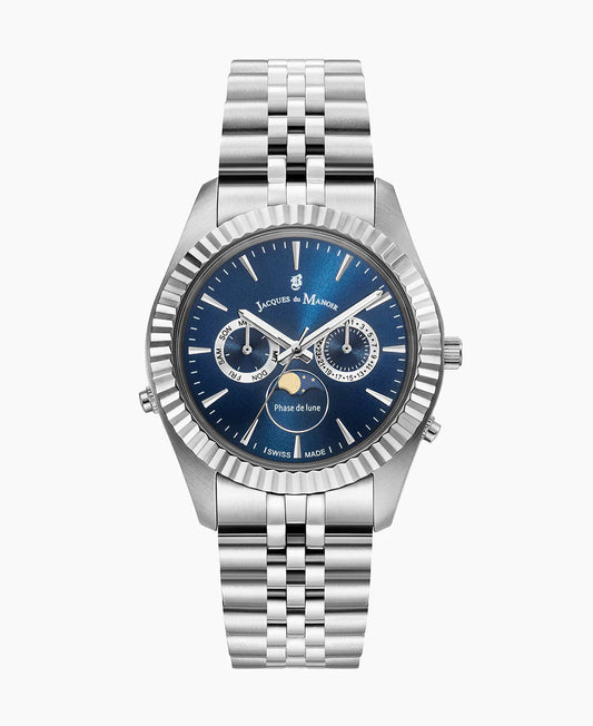 JDM Inspiration Moonphase Day-Date Silver Blue 5 ATM