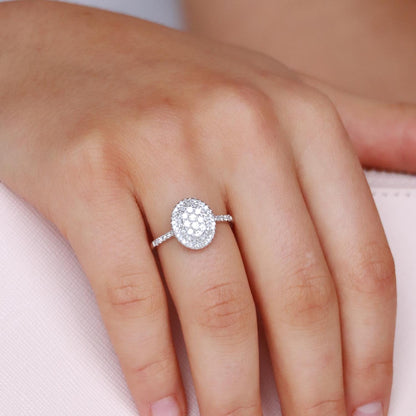 Cluster Ring with 0.50ct Diamonds in 9K White Gold