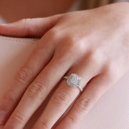 Cluster Ring with 0.50ct Diamonds in 9K White Gold