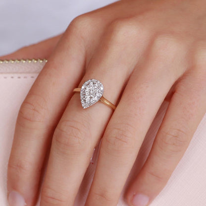 Pear Ring with 0.50ct Diamonds in 9K Yellow Gold